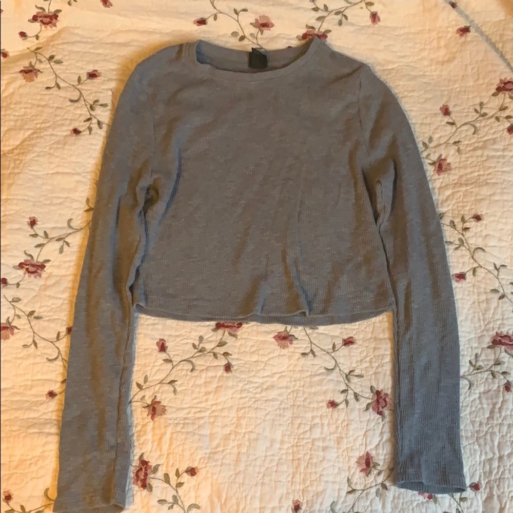 grey cropped ribbed long sleeve